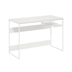 White Study Desk With Solid Finish And Spacious Workspace