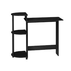 Compact Americano/Black Computer Desk With Shelves For Office Use