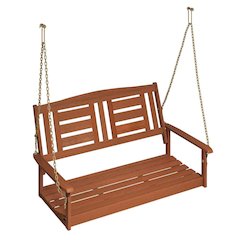 Teak Oil Finished Wood Swing Chair with Chain for Outdoor Relaxation