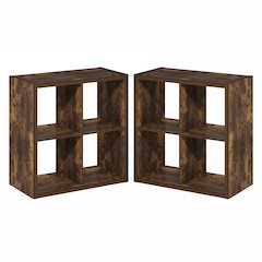 CUBICLE Set of 2, 4-Cube Bookshelf, Reversible, 14.6x30x30, Amber Pine