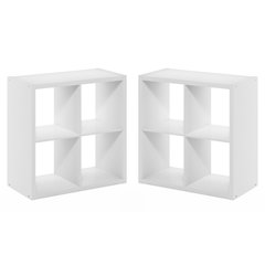 CUBICLE Set of 2, 4-Cube Bookshelf, Reversible, 14.6x30x30, White