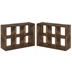 CUBICLE Set of 2, 6-Cube Bookshelf, Reversible, 14.6x43.8x30, Amber Pine