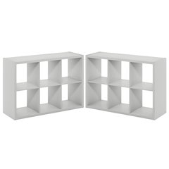 CUBICLE Set of 2, 6-Cube Bookshelf, Reversible, 14.6x43.8x30, Light Grey