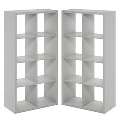 CUBICLE Set of 2, 8-Cube Bookshelf, Reversible, 14.6x30x57.9, Light Grey