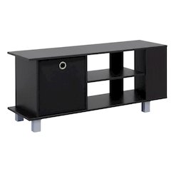 Simplistic TV Stand with Black Espresso Finish and Bin Drawers for Storage