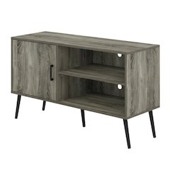 Mid Century Style TV Stand, Wood Legs, French Oak Grey Finish, Single Cabinet