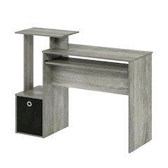 Wooden French Oak Finish Home Office Computer Desk with Storage Bin