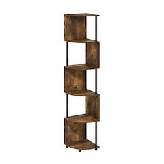 Wooden Bookcase with Open Shelves and Sturdy Construction for Living Room Use