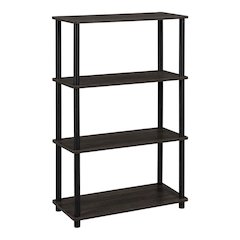 Wooden bookcase in finish with sturdy construction for home and office use