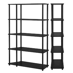 Wooden Bookcase in Finish with Sturdy Shelving for Home or Office Storage