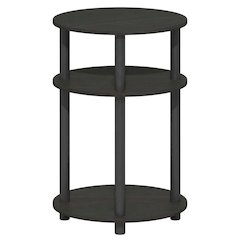 Espresso 3-Tier Oval Nightstand with Open Shelving Bedside Table