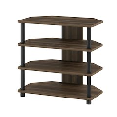 Wooden TV Stand with Columbia Walnut/Black Finish and Easy Assembly