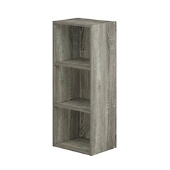3-Tier Open Shelf Bookcase in French Oak Wood for Storage and Display