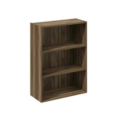 3-Tier Open Shelf Bookcase in Columbia Walnut Wood for Storage