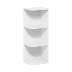 White 3-Tier Corner Open Shelf Bookcase with Wooden Shelves