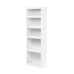 White 5-Tier Shelf Bookcase with Sturdy Wood Construction