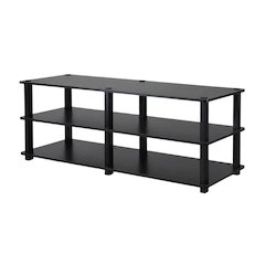Espresso/Black 3-Tier TV Stand with Engineered Wood, No Tools Assembly