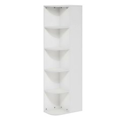 White 5-Tier Corner Bookcase with Open Shelving for Living Spaces