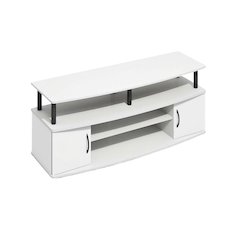 White entertainment center for up to 55-inch TVs with spacious storage, modern