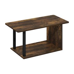 Amber Pine Coffee Table with Black Legs, Rustic Style, Single Piece