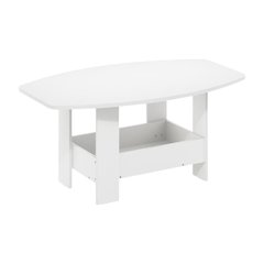 White Coffee Table with Storage Compartment and Sleek Modern Design