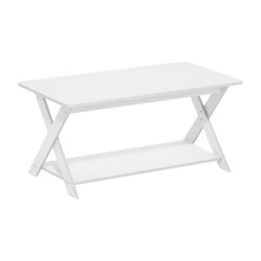 White Modern Simplistic Coffee Table with Criss-Crossed Base