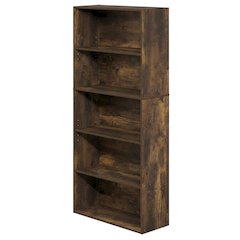 Amber Pine 5-Tier Bookshelf with Adjustable Shelves for Organization
