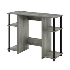 Compact French Oak Grey And Black Study Desk With Modern Design