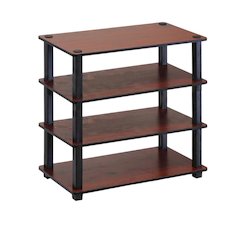 Brown 4-Tier Shoe Rack, Dark Cherry Engineered Wood, Tool-Free Assembly
