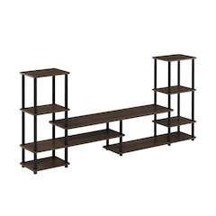 Modern Entertainment Center in Espresso/Black with Spacious Shelves and Storage