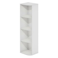 White 4-Tier Corner Open Shelf Bookcase with Durable Wood Construction