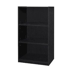 Black 3-Shelf Bookcase with Sturdy Wooden Frame and Spacious Shelves