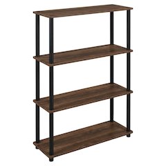 Wood bookcase with open shelving for living room organization