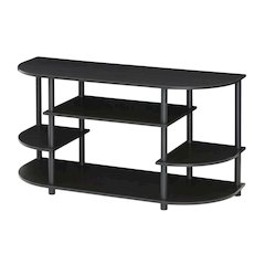 Black corner TV stand, simple design, composite wood, PVC construction