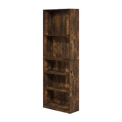 Amber Pine 5-Shelf Bookcase with Sturdy Wood Construction, Living Room Storage
