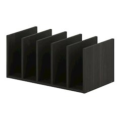 Brown desktop bookshelf with storage organizer, composite wood construction