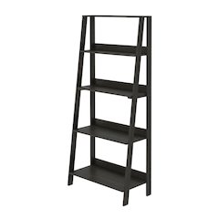 Espresso 5-Tier Ladder Bookcase with Display Shelves and Wood Construction