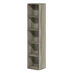 Corner Open Shelf Bookcase in French Oak Finish for Residential Storage