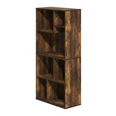 Amber Pine 7-Cube Irregular Bookcase with Storage Organizer and Modern Design