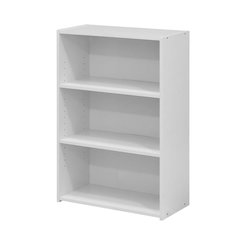 White 3-Shelf Bookcase with Wooden Construction for Living Room and Office