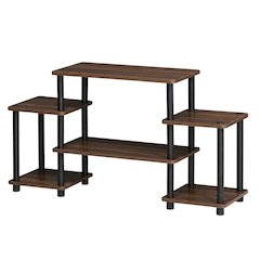 Dark Walnut Furinno No Tools Entertainment Center with Spacious Storage