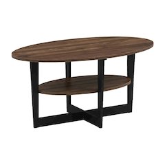 Oval Coffee Table Columbia Walnut Black Finish with Durable Construction