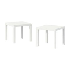 White 2-Piece Square Coffee and Side Table Set with Minimalist Design