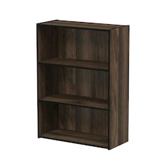 Wooden 3 Tier Open Shelf Bookcase in Columbia Walnut with Ample Storage