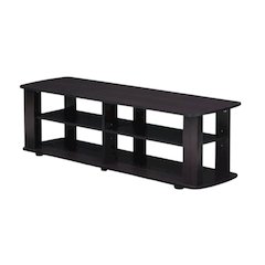 Dark Walnut Wood TV Stand with Spacious Storage and Sleek Design