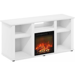 White 55 Inch Fireplace TV Stand with Five Shelves and Elegant Electric Insert