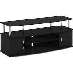 Modern Black 55 Inch TV Console with Shelves and Cabinets for Storage