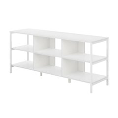 Modern TV stand, up to 60-inch TVs, metal, wood construction, clean white finish