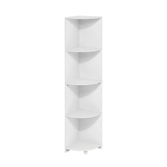 White 4-Tier Corner Shelf Bookcase with Sturdy Wooden Construction