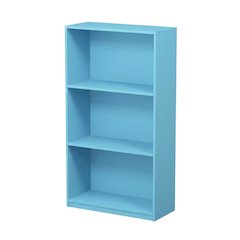 Light Blue 3-Tier Bookcase with Wooden Shelves for Organized Storage